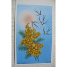 Мурахин А., 8 Марта, 1990, двойная, чистая; ласточки, мимоза.