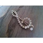 Брошь "Скрипичный ключ", 875 пр., позолота, хрусталь. СССР, 1957 год