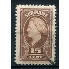 Нидерландские колонии - Суринам - 1945г. - королева Вильгельмина, 15 с - 1 марка - гашёная [Mi 251]. #3-WB-95-A-1