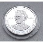 Королева Юлиана 1909-2004, Тираж-5555шт, Посеребрение, Документ 2004 7-15-5