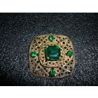 Антикварная Брошь Ар Деко 30-ые гг. Изумрудная Старая Европа