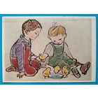 Пасхальная открытка. Дети. Чехословакия. 1960 г. Подписана.