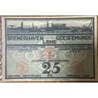 Нотгельд 25 пфеннигов 1920 год. Бремерхафен, Леэ и Гестемунд. Веймарская республика