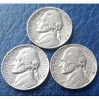5 центов  1940 D P S США  все три МД 3 монеты