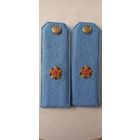 Погоны государственного советника таможенной  службы РБ 3 ранга  темно-голубые вышитые золотой нитью накладные