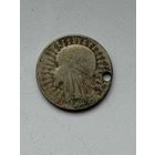 10 злотых 1932, Польша. Ядвига.  Знак монетного двора под правой лапой Орла