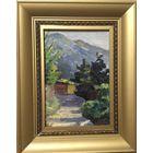 Ковалёв А.Ф. Утро в горах.Новый Афон.Картон,масло.1970г. Размер 25х32 см.