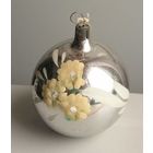 Елочная игрушка ШАР с цветочками  7 см времен СССР вид 3