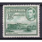 104.BrK. Великобритания. Колонии.  Кипр. Георг VI. Архитектура и пейзажи. 1951 г. 1 1/2P. Mi.#143A.