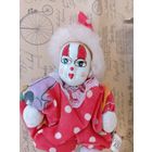 Клоун винтажный.  Арлекин. Европа. Клоун мягконабивной с фарфоровым лицом