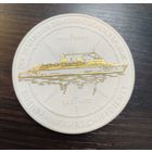 Памятная медаль посвященная железнодорожной паромной переправе между городами Засниц (ГДР) и Треллеборг ( Швеция ) изготовлена из майсенского фарфора вес 107 грамм ширина 92мм