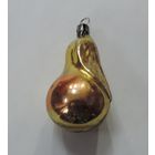 Ёлочная стеклянная игрушка "Груша" 60-е годы СССР. Размер 8 см.