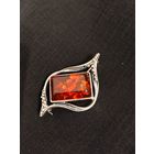 Брошь, серебро 925 Янтарь