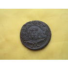 Денга 1734 ровная бирюзовая патина, рельеф без МЦ