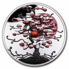 Ниуэ 1 доллар 2022г. "Дерево удачи. Коралл". Монета в капсуле; подарочной рамке - футляре; сертификат; коробка. СЕРЕБРО 31,10гр.(1 oz).