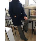 Пальто полупальто 46 на молнии ШЕРСТЬ цвет темносиний