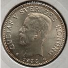 Швеция 1938 год. 2 кроны. Король Густав V (серебро). В отличном коллекционном состоянии!!!