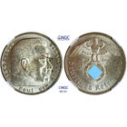 5 рейхсмарок 1936 г. А. ПАУЛЬ ГИНДЕНБУРГ. Германия. NGC MS 62. Серебро. КМ# 94