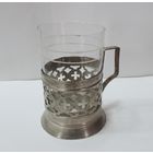 Подстаканник мельхиоровый со стаканом  70-е годы СССР.