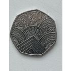 50 пенсов 2022 года.Юбилейная монета Великобритании.