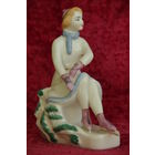 Статуэтка фарфоровая " Конькобежка " ЗХК Полонне 50- е ЦЕЛАЯ