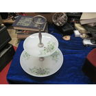 Конфетница, фруктовница 2-х ярусная. Металл, стекло.