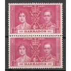 24.BrKS. Великобритания. Колонии.  Барбадос. Коронация Георга VI и Елизаветы. 1937 г. 1P. Mi.#152. MNH. Пара.