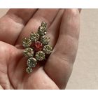 Брошь старая Чехия стразы Розовый акцент