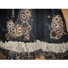 Юбка джинсовая, расшита стразами и кружевом! Невероятная красота (см. фото!)! р.L