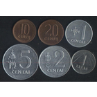 Литва 1,2,5,10,20 центов 1 лит 1991 г. Хороший сохран!!!