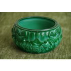 Шкатулка малахитовое  стекло   ( диаметр 9 см , высота 4,5 см )