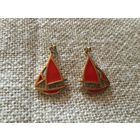 Серьги Кораблики красная эмаль