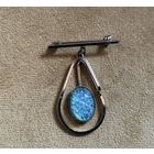 Брошь с подвеской Голубое стекло Арлекин Редкость. Германия 60-е