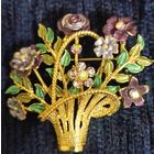 Винтажная брошь-булавка "Цветочная корзина".