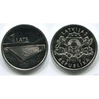 Латвия. 1 лат (2013, UNC) [гусли]