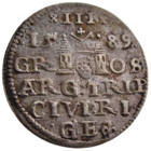 Речь Посполитая: Литва и Польша, трояк (м.д. Рига)/ 3 Grossus (Riga) 1589 г., состояние XF, Жигимонт III, Rarity Level: R2