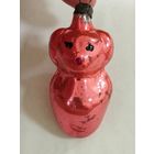 Игрушка ёлочная розовый Обезьянка Мышка, стекло. СССР