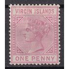 2.BrKCI. Великобритания. Колонии. Виргинские острова. Стандарт. Виктория. 1883 г. 1P. Mi.#11.
