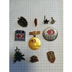 Значки 10 шт., одним лотом. Старт с 2-х рублей. Смотрите другие лоты