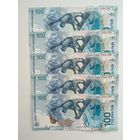 100 рублей 2014 г. Россия. Зимние Олимпийские Игры в Сочи. серия АА номера подряд.