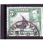 Британские колонии. Уганда,Кения,Танганьика.Король Георг V. Лодка под парусом на озере Виктория.5 с.