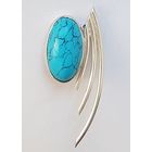 Брошь серебро. Камень. Старая Европа. Клеймо. Размер 5,3 см на 2,3 см