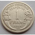 Французская Западная Африка. 1 Франк 1944 год  КМ#2  Редкая!!!   Тираж: 15.000.000 шт