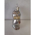 Игрушка ёлочная Кот с бантом, стекло. СССР