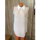 Блуза шифон на 42-44-46 размер, без рукавов, должна быть свободненькой. Длина 75 см, ПОгруди 49 см. Молочный цвет, хорошее состояние.