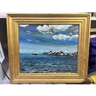 Картина морской пейзаж холст масло ссср с рубля