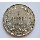 1 марка Финляндии в составе Российской Империи. 1907 . Отличная. UNC .Штемпельный блеск