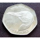 Фолклендские острова 50 пенсов, 2018-2021 Королевский пингвин (Aptenodytes patagonicus) /Голова пингвина/