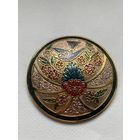 Брошь Птица Цветы  Клуазоне эмаль Fish клеймо Англия 60-е