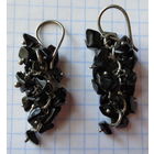 Серьги. Натуральный гагат (или агат). Винтаж из 90-ых. Польша.